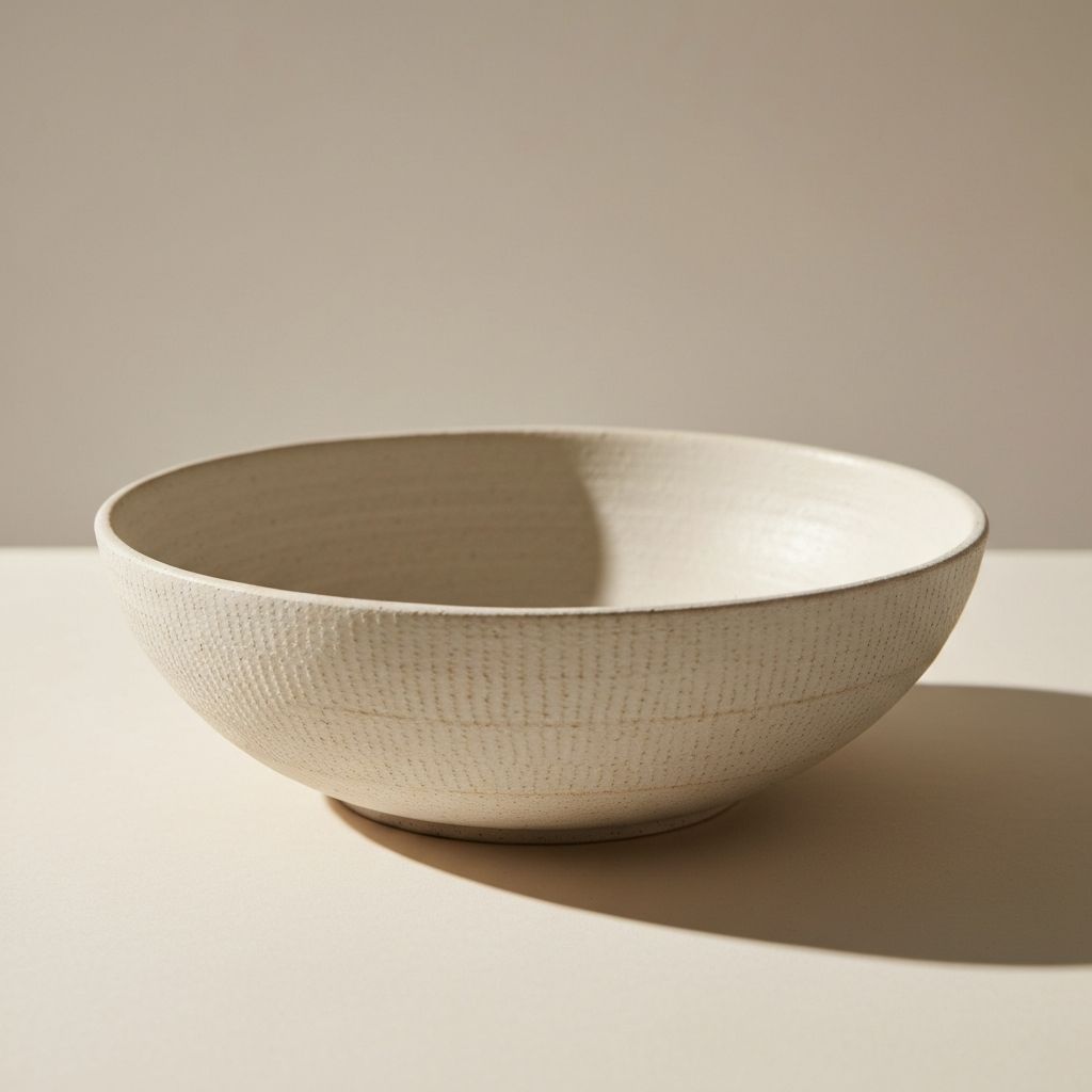 Keramische Schale in Naturweiß mit strukturierter, greifer-freundlicher Oberfläche